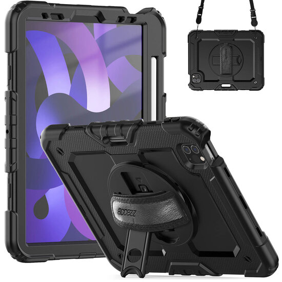 Accezz - Rugged Backcover met schouderstrap voor Apple iPad Air 5 (2022) / Air 4 (2020) - Black