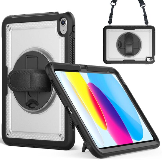 Accezz - Rugged Backcover met schouderstrap voor Apple iPad 11 (2025) 11 inch A16 / iPad 10 (2022) 10.9 inch - Transparent