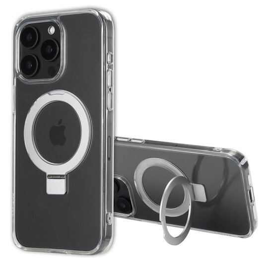 Accezz - Ring Stand Backcover met MagSafe voor Apple iPhone 15 Pro Max - Transparent