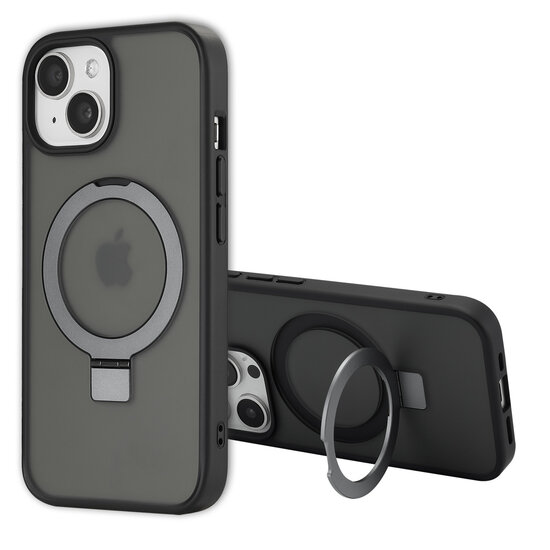 Accezz - Ring Stand Backcover met MagSafe voor Apple iPhone 15 Pro - Black