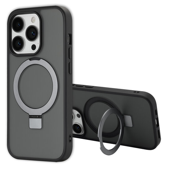 Accezz - Ring Stand Backcover met MagSafe voor Apple iPhone 14 Pro - Black