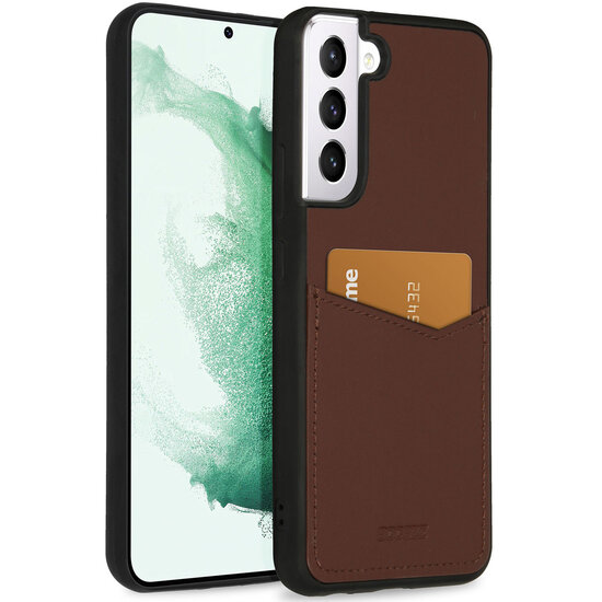 Accezz - Premium Leather Card Slot Backcover voor Samsung Galaxy S22 Plus - Brown