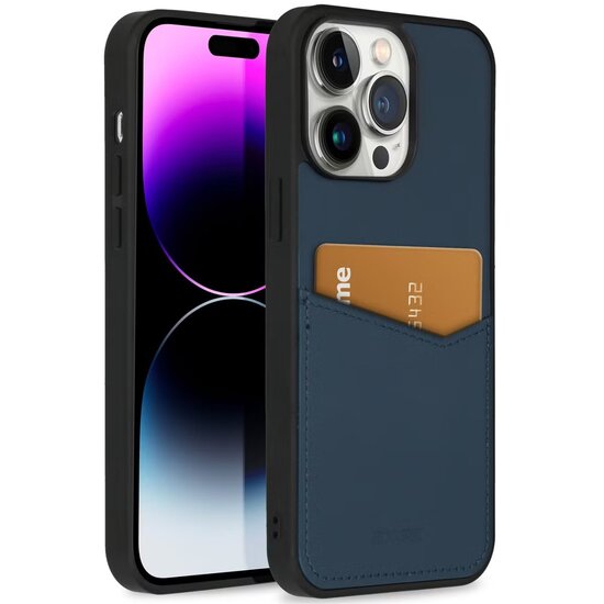Accezz - Premium Leather Card Slot Backcover voor Apple iPhone 14 Pro Max - Dark Blue