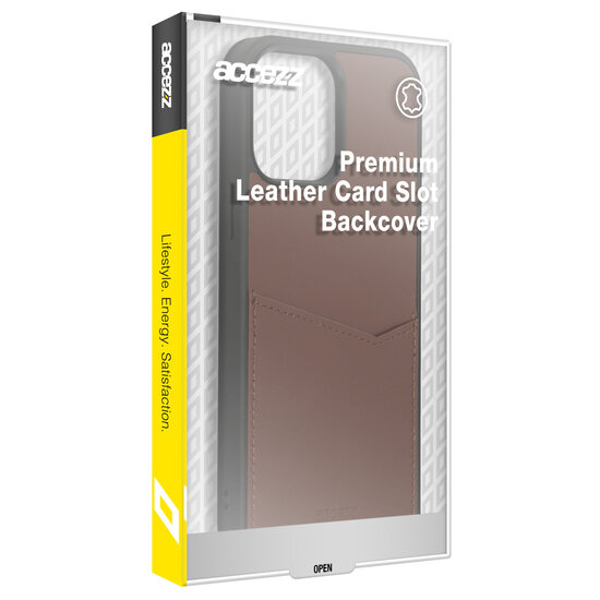 Accezz - Premium Leather Card Slot Backcover voor Apple iPhone 13 Pro Max - Brown