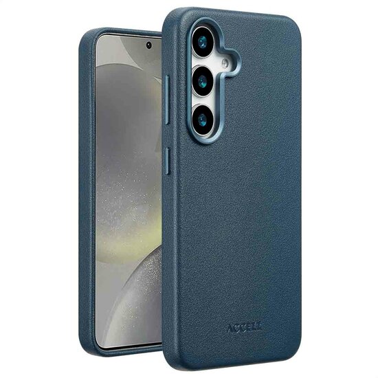 Accezz - MagSafe Leather Backcover voor Samsung Galaxy S25 Plus - Nightfall Blue
