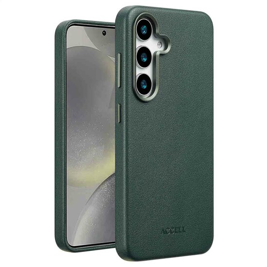 Accezz - MagSafe Leather Backcover voor Samsung Galaxy S25 Plus - Cedar Green