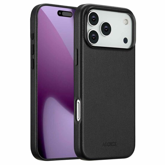 Accezz - MagSafe Leather Backcover voor Apple iPhone 17 Pro Max - Onyx Black