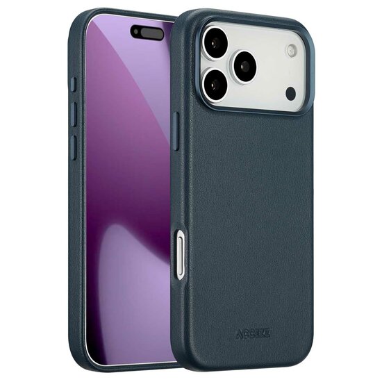 Accezz - MagSafe Leather Backcover voor Apple iPhone 17 Pro Max - Nightfall Blue