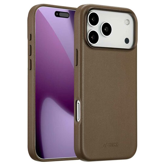 Accezz - MagSafe Leather Backcover voor Apple iPhone 17 Pro Max - Coffee