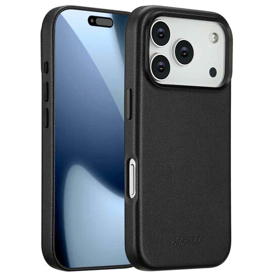 Accezz - MagSafe Leather Backcover voor Apple iPhone 17 Pro - Onyx Black