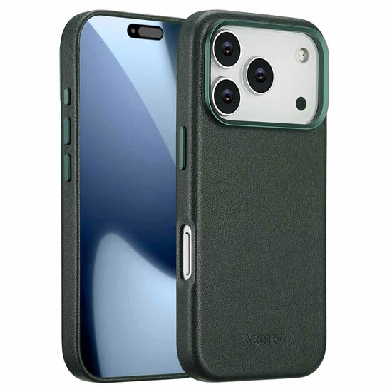 Accezz - MagSafe Leather Backcover voor Apple iPhone 17 Pro - Cedar Green
