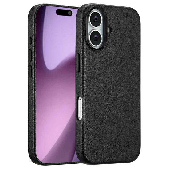 Accezz - MagSafe Leather Backcover voor Apple iPhone 17 - Onyx Black