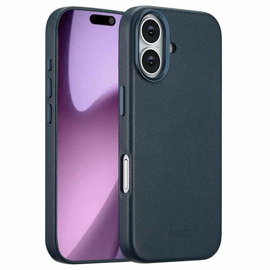 Accezz - MagSafe Leather Backcover voor Apple iPhone 17 - Nightfall Blue