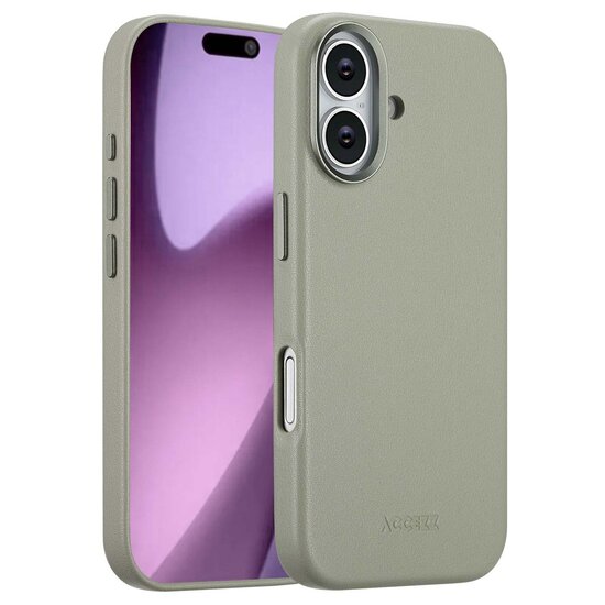 Accezz - MagSafe Leather Backcover voor Apple iPhone 17 - Light Grey
