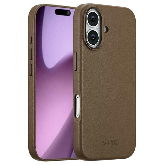 Accezz - MagSafe Leather Backcover voor Apple iPhone 17 - Coffee