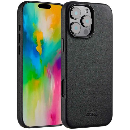 Accezz - MagSafe Leather Backcover voor Apple iPhone 16 Pro Max - Onyx Black