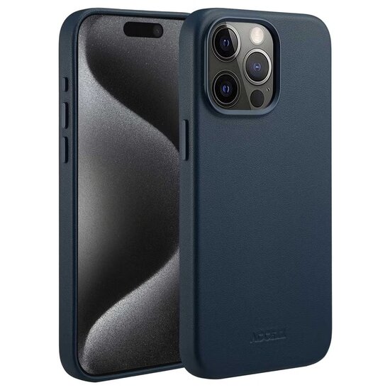 Accezz - MagSafe Leather Backcover voor Apple iPhone 15 Pro Max - Nightfall Blue