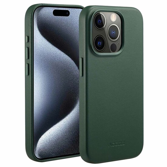 Accezz - MagSafe Leather Backcover voor Apple iPhone 15 Pro - Cedar Green