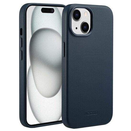 Accezz - MagSafe Leather Backcover voor Apple iPhone 15 - Nightfall Blue