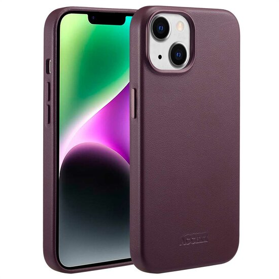 Accezz - MagSafe Leather Backcover voor Apple iPhone 14 - Heath Purple