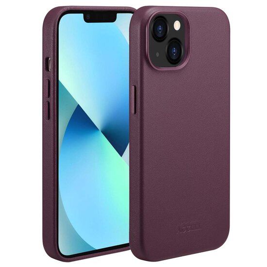 Accezz - MagSafe Leather Backcover voor Apple iPhone 13 - Heath Purple