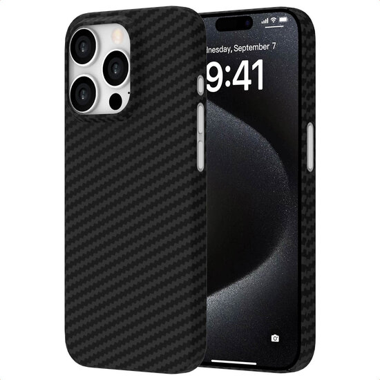 Accezz - MagSafe Kevlar Backcover voor Apple iPhone 15 Pro - Black