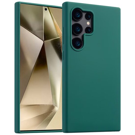 Accezz - Liquid Silicone Backcover voor Samsung Galaxy S24 Ultra - Dark Green