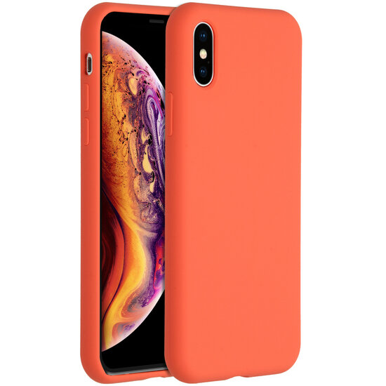 Accezz - Liquid Silicone Backcover voor Apple iPhone X / Xs - Nectarine