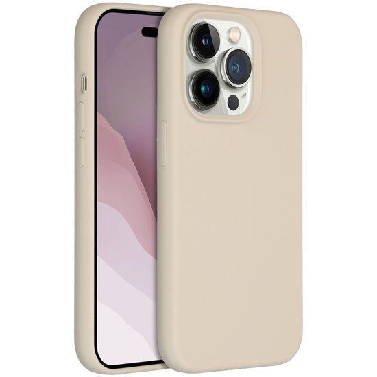 Accezz - Liquid Silicone Backcover voor Apple iPhone 14 Pro - Stone