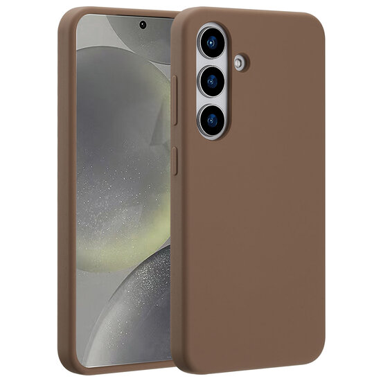 Accezz - Liquid Silicone Backcover met MagSafe voor Samsung Galaxy S25 - Light Brown