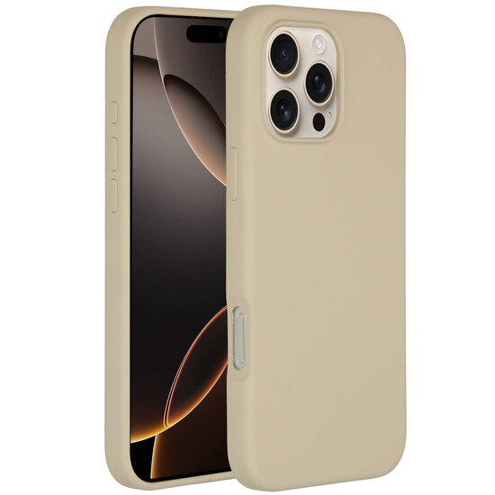 Accezz - Liquid Silicone Backcover met MagSafe voor Apple iPhone 16 Pro Max - Stone