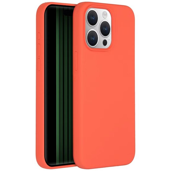 Accezz - Liquid Silicone Backcover met MagSafe voor Apple iPhone 15 Pro Max - Nectarine