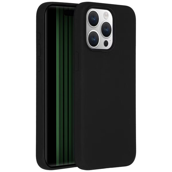 Accezz - Liquid Silicone Backcover met MagSafe voor Apple iPhone 15 Pro Max - Black