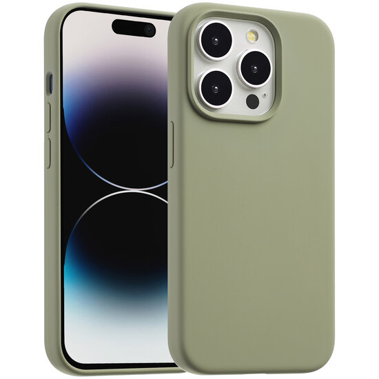 Accezz - Liquid Silicone Backcover met MagSafe voor Apple iPhone 14 Pro - Cooper Green