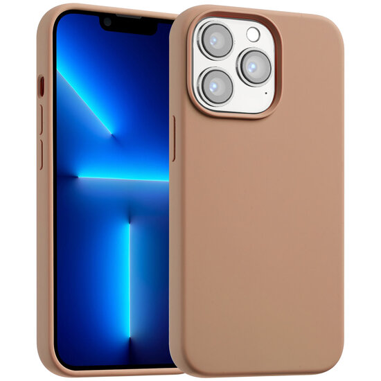 Accezz - Liquid Silicone Backcover met MagSafe voor Apple iPhone 13 Pro Max - Light Brown