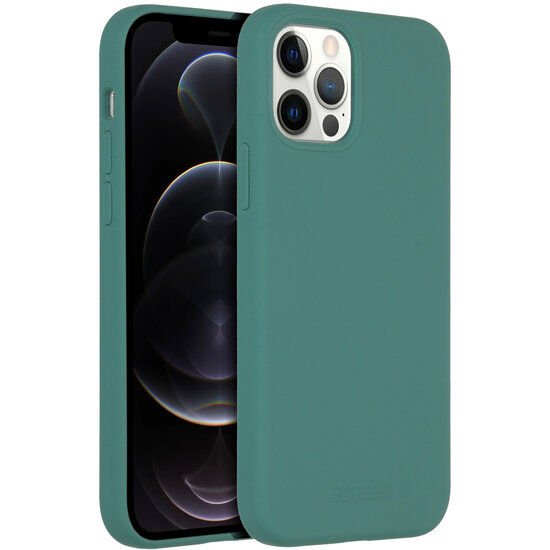 Accezz - Liquid Silicone Backcover met MagSafe voor Apple iPhone 12 (Pro) - Dark Green