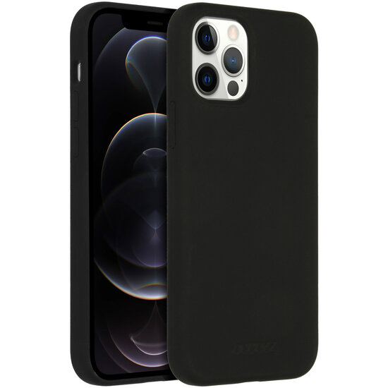 Accezz - Liquid Silicone Backcover met MagSafe voor Apple iPhone 12 (Pro) - Black