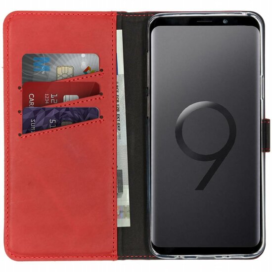 Selencia - Genuine Leather Bookcase voor Samsung Galaxy S9 Plus - Red