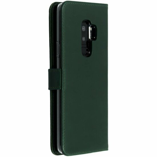 Selencia - Genuine Leather Bookcase voor Samsung Galaxy S9 Plus - Green