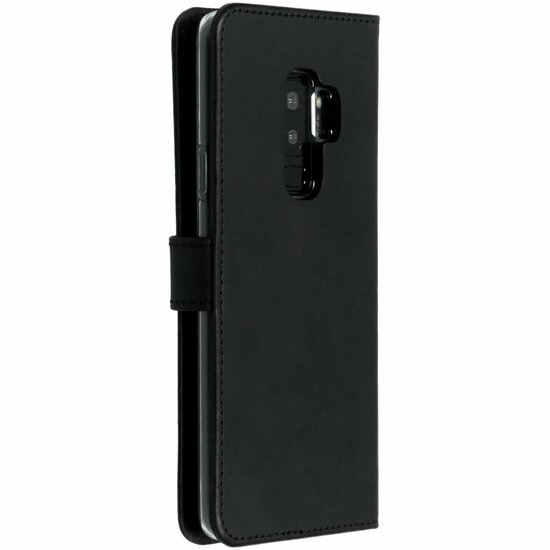 Selencia - Genuine Leather Bookcase voor Samsung Galaxy S9 Plus - Black