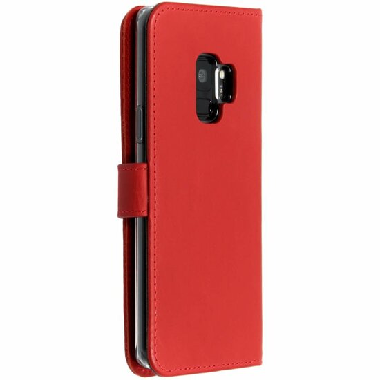 Selencia - Genuine Leather Bookcase voor Samsung Galaxy S9 - Red