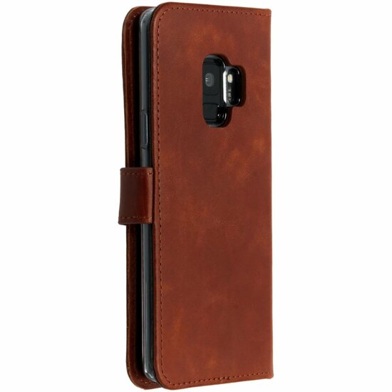 Selencia - Genuine Leather Bookcase voor Samsung Galaxy S9 - Light Brown