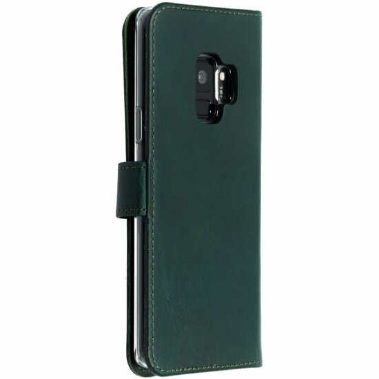 Selencia - Genuine Leather Bookcase voor Samsung Galaxy S9 - Green