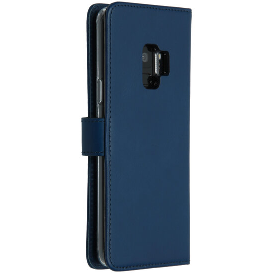 Selencia - Genuine Leather Bookcase voor Samsung Galaxy S9 - Blue