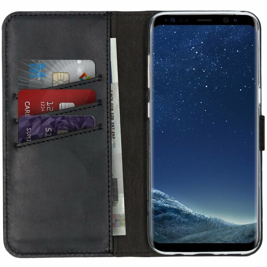 Selencia - Genuine Leather Bookcase voor Samsung Galaxy S8 - Black