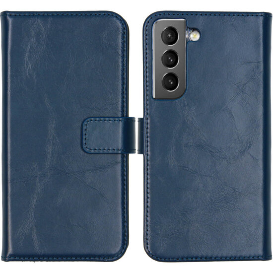Selencia - Genuine Leather Bookcase voor Samsung Galaxy S22 - Blue