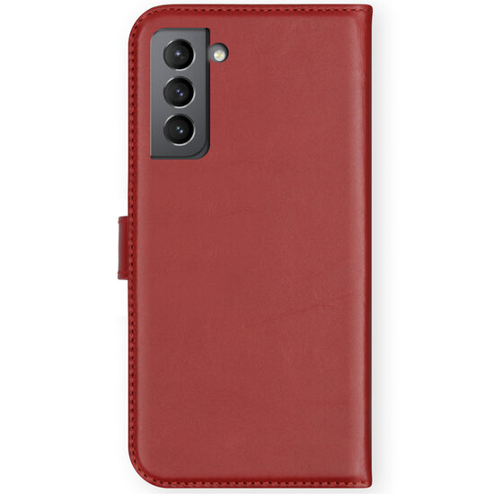 Selencia - Genuine Leather Bookcase voor Samsung Galaxy S21 Plus - Red