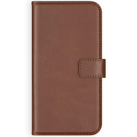 Selencia - Genuine Leather Bookcase voor Samsung Galaxy S21 Plus - Light Brown
