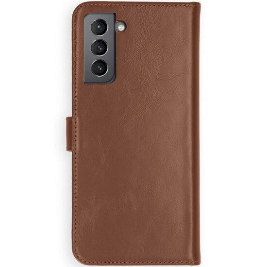 Selencia - Genuine Leather Bookcase voor Samsung Galaxy S21 Plus - Light Brown