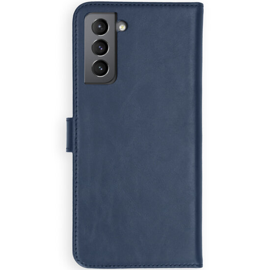 Selencia - Genuine Leather Bookcase voor Samsung Galaxy S21 Plus - Blue